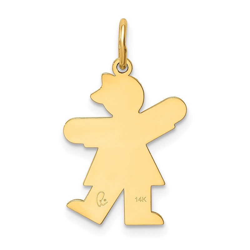 14k The Kids Small It's a Girl Engravable Kiss Charm