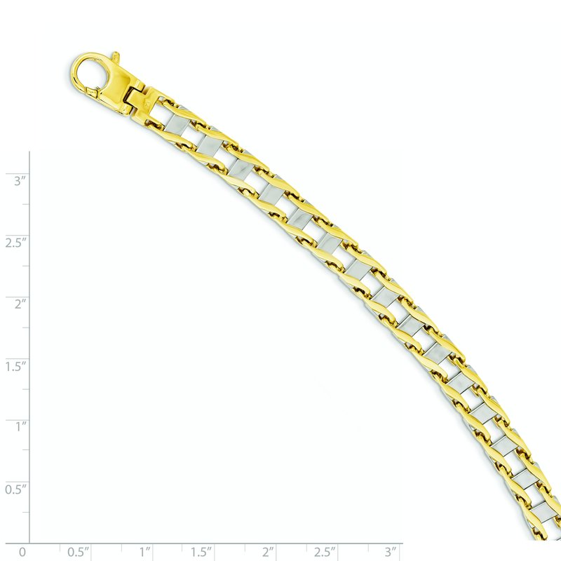 14k Two-tone 7.5mm Hand-polished Fancy Link 8.5 inch Bracelet