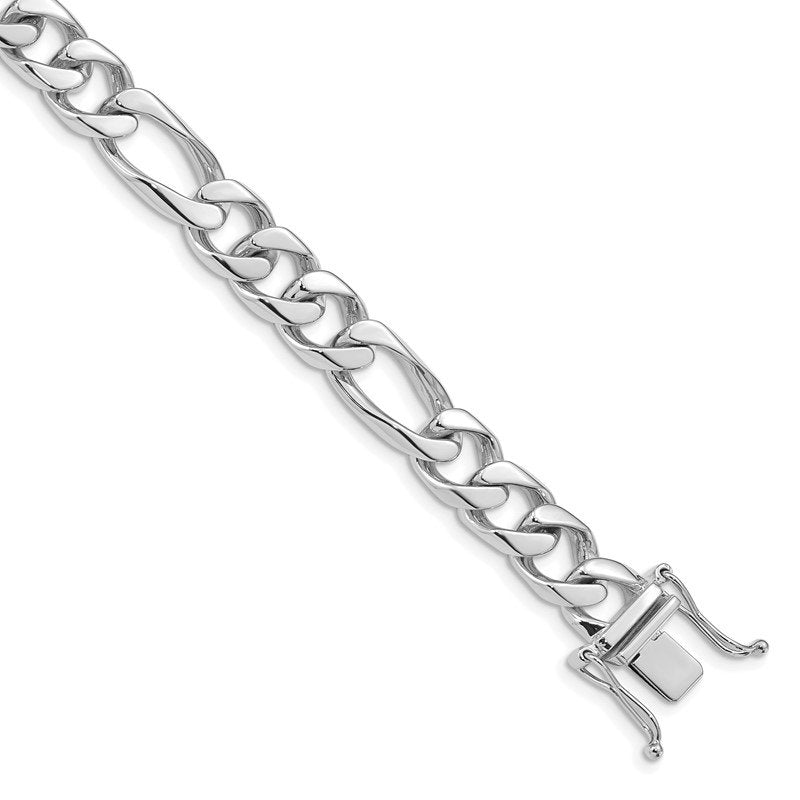 14K White Gold 20 inch 9mm Hand Polished Figaro Link with Box Catch Clasp Chain