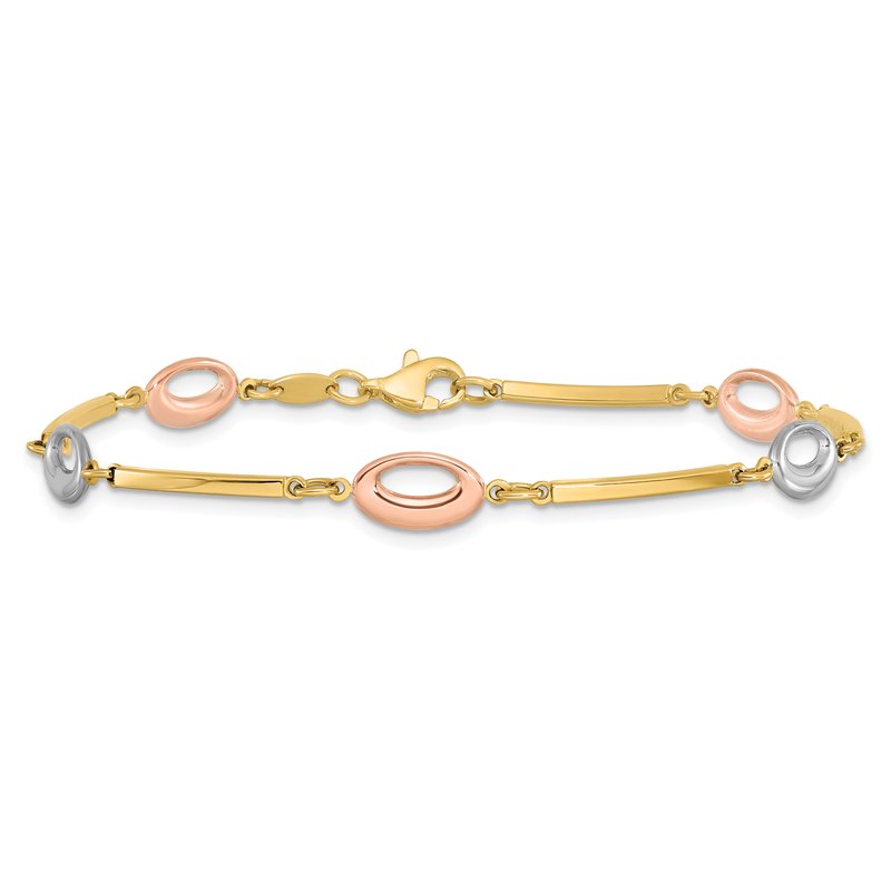 10K Tri-Color Polished Bracelet