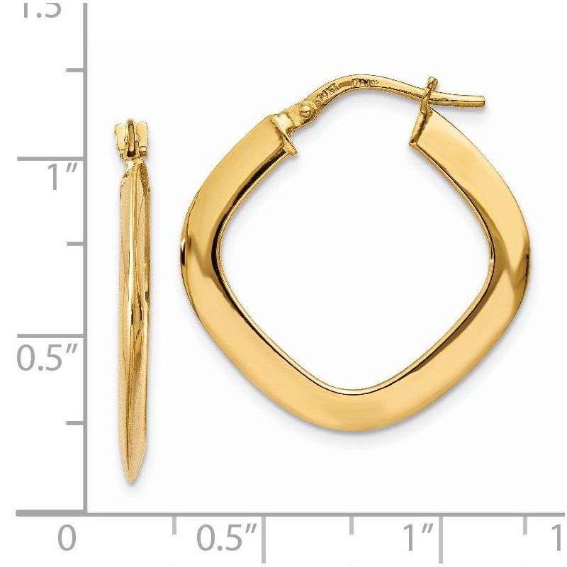 14K Tapered Square Hoop Earrings