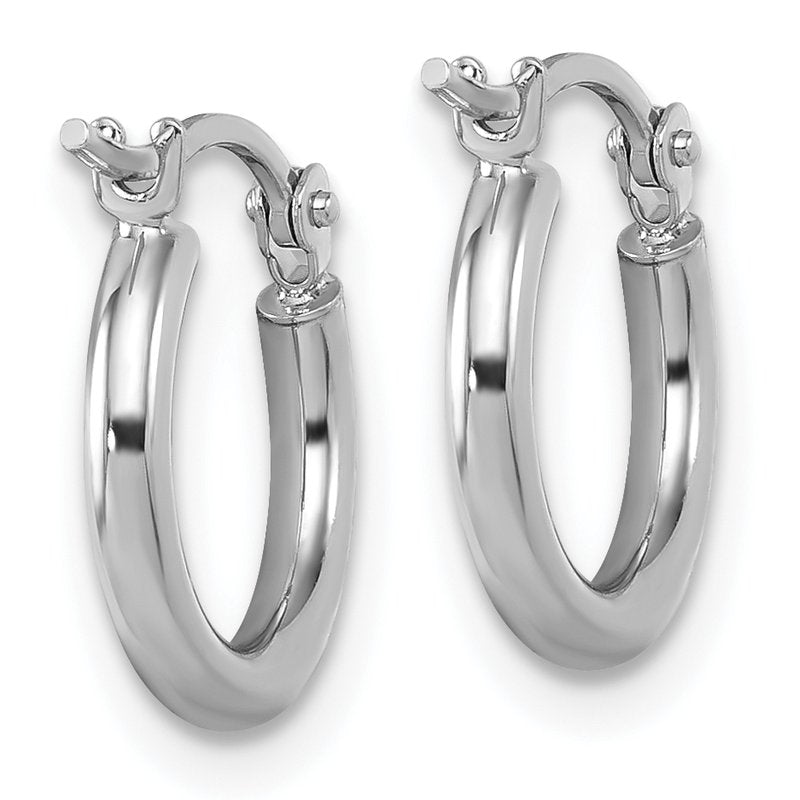 10K White Gold Polished Hinged Hoop Earrings