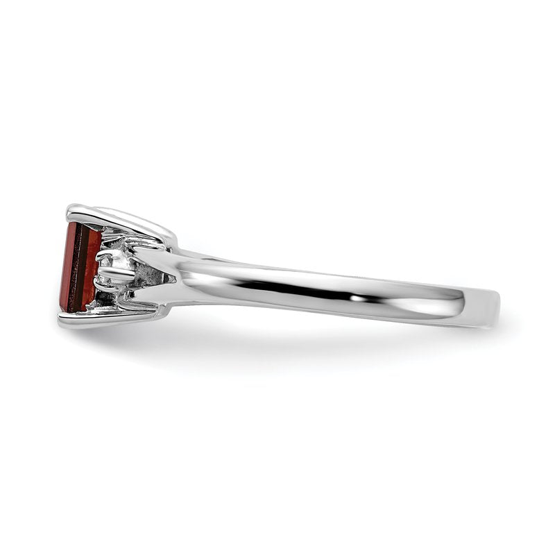 14k White Gold 6x4mm Emerald Cut Garnet AAA Diamond ring