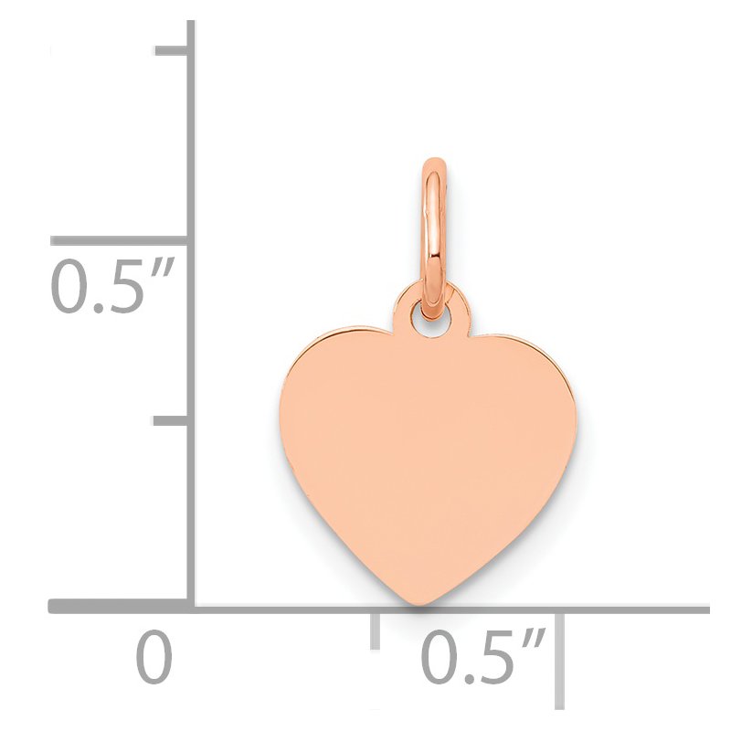 14K Rose Gold Polished Engravable 10mm Heart Disc Pendant
