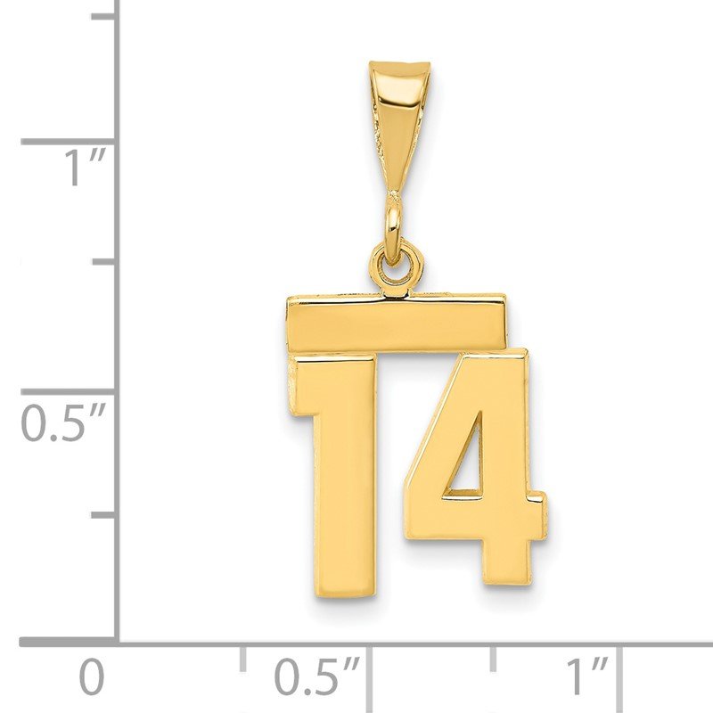 14k Small Polished Number 14 Charm
