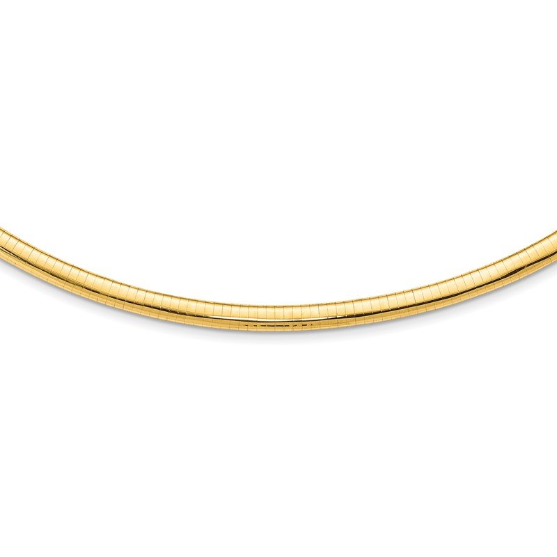 14k Polished 6mm Lightweight 16 inch Domed Omega Necklace