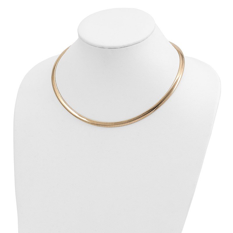 14k Polished 6mm Lightweight 16 inch Domed Omega Necklace