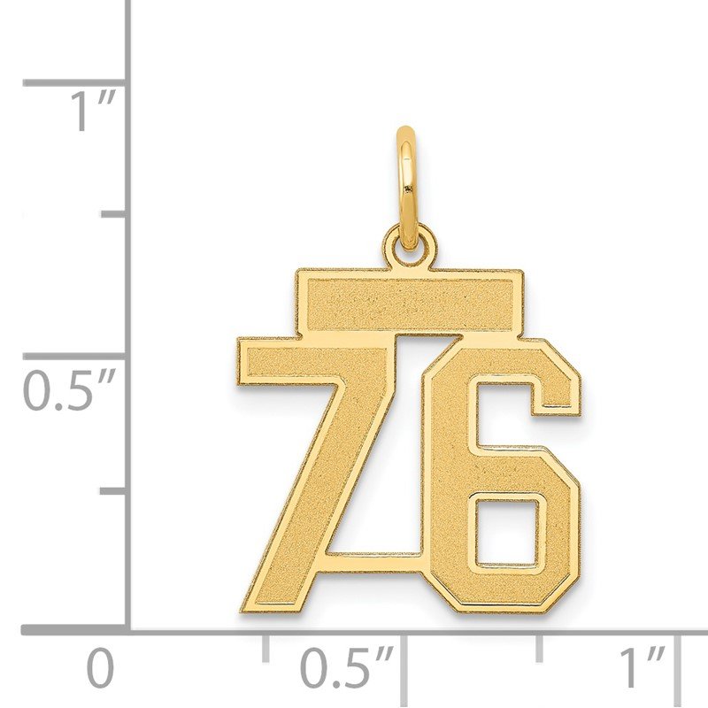 14k Small Satin Number 76 Charm