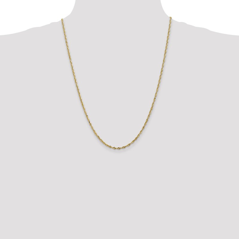14K 10 inch 2.5mm Ultra Diamond-cut Rope with Lobster Clasp Anklet