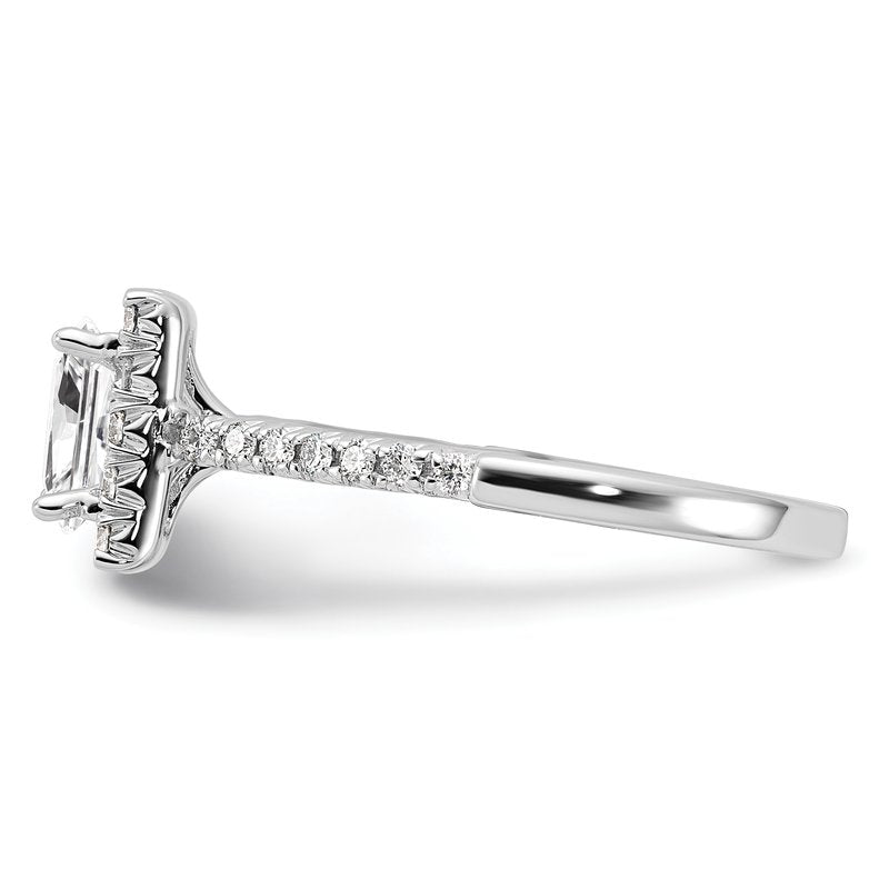 14K White Gold 1/3 carat Lab Grown Diamond VS+ F+ Semi-Mount Princess Halo Engagement Ring