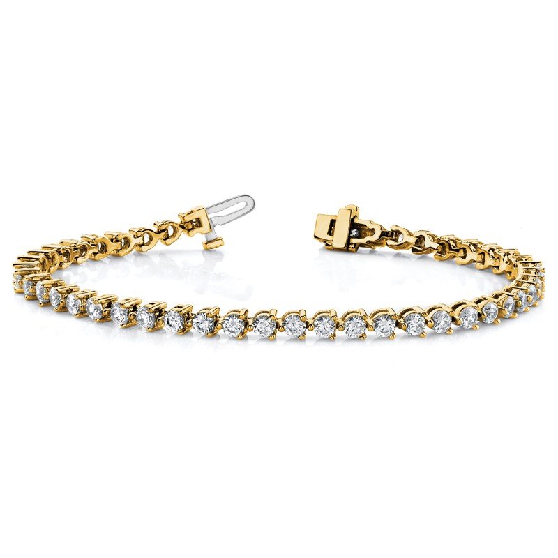 14K Yellow Gold 4 3/4 carat Lab Grown Diamond VS+ F+ Complete Tennis Bracelet