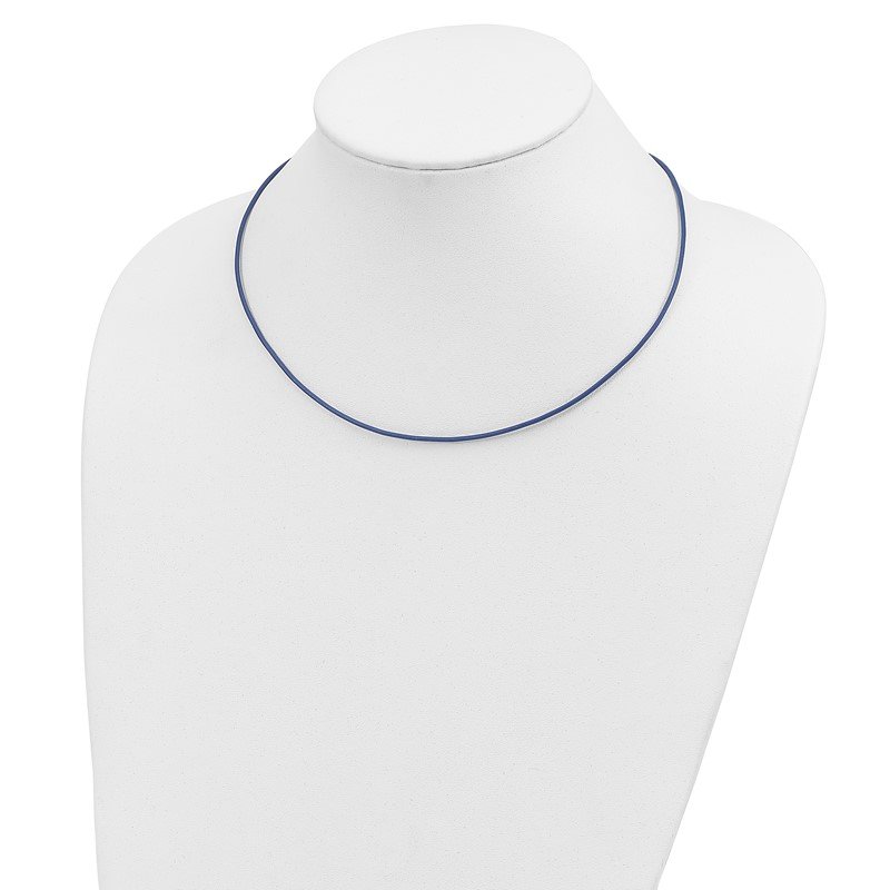 14k Yellow Clasp 1.6mm 16 inch Royal Blue Leather Cord Necklace