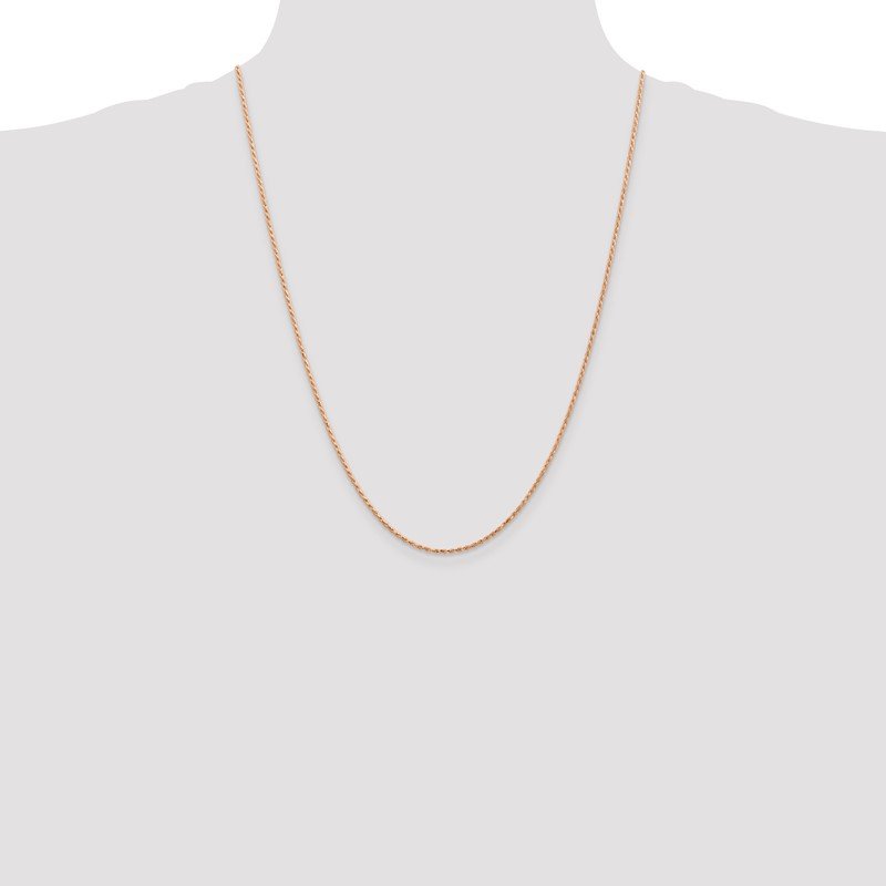 14K Rose Gold 10 inch 1.5mm Diamond-cut Man Made Rope with Lobster Clasp Anklet