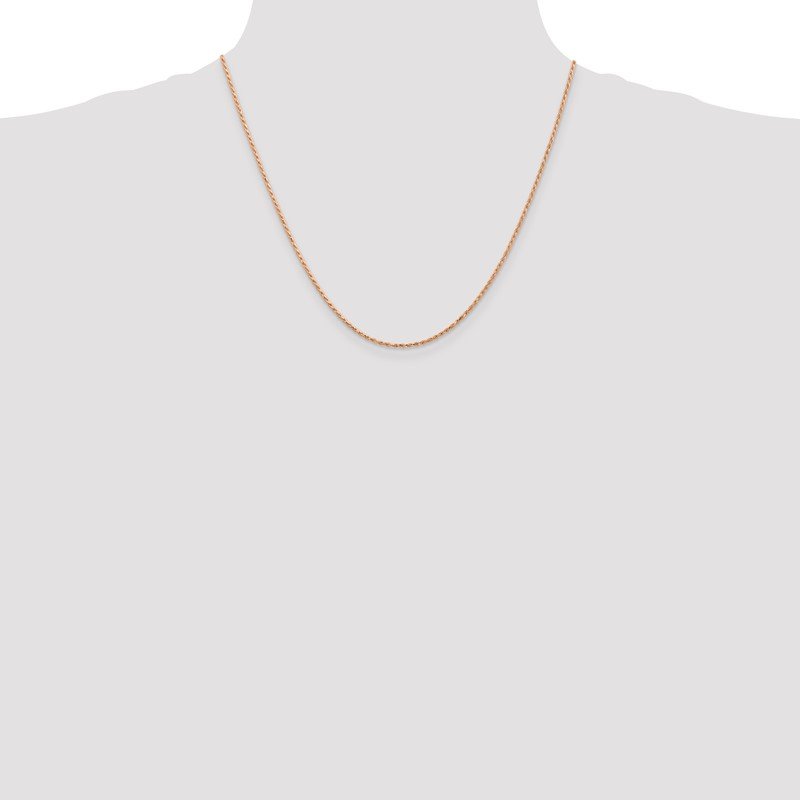 14K Rose Gold 10 inch 1.5mm Diamond-cut Man Made Rope with Lobster Clasp Anklet