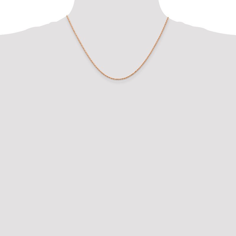 14K Rose Gold 10 inch 1.5mm Diamond-cut Man Made Rope with Lobster Clasp Anklet