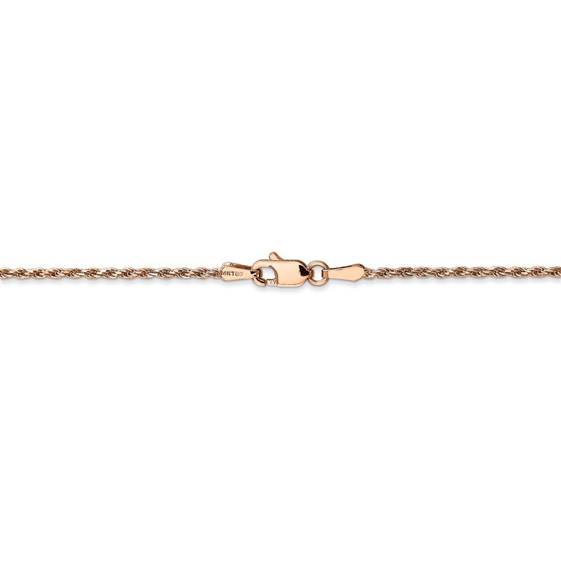 14K Rose Gold 10 inch 1.5mm Diamond-cut Man Made Rope with Lobster Clasp Anklet