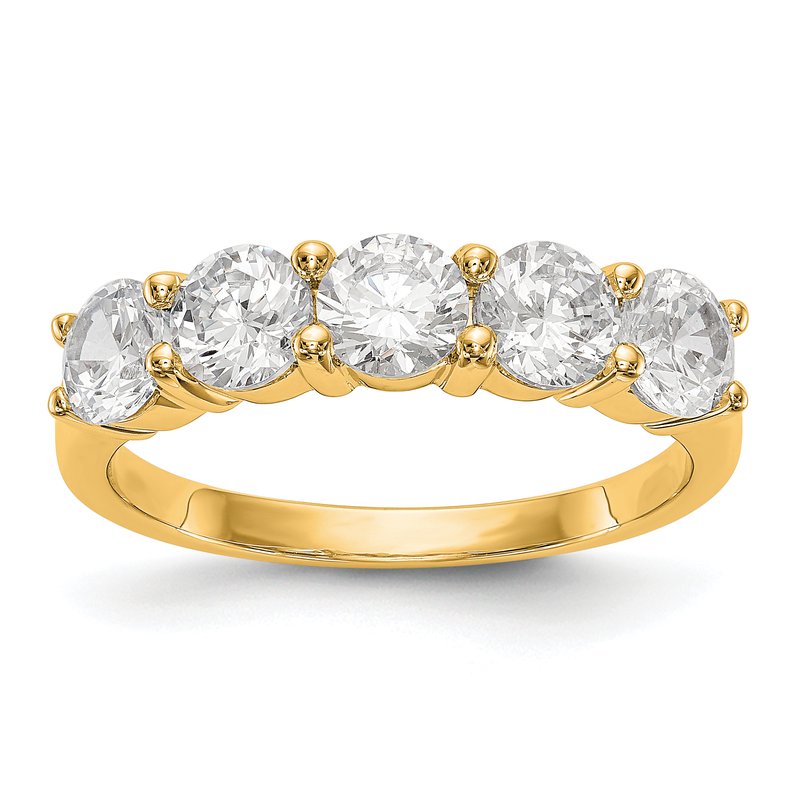 14K White Gold 1/3 carat Lab Grown Diamond VS+ F+ Complete Round Five Stone Ring