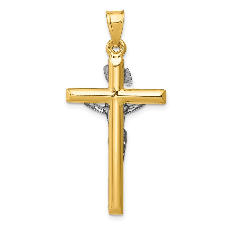 14k Two-tone INRI Crucifix Pendant