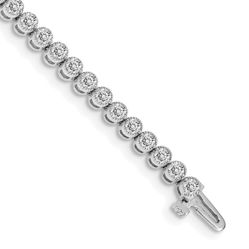 14k White Gold Complete 3.06 carat Round VS Diamond 2-prong 7 inch Tennis Bracelet