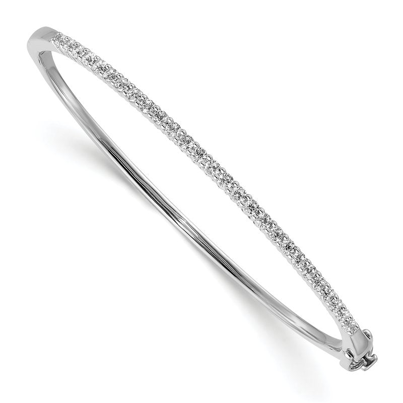 14k White Gold AA Diamond Hinged Bangle