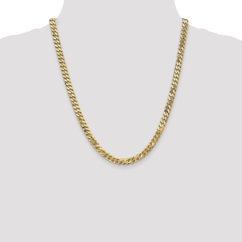 14K 26 inch 6.25mm Flat Beveled Curb with Lobster Clasp Chain