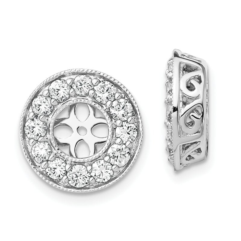 14K White Gold 1/2 carat Lab Grown Diamond VS+ F+ for 5-5.5mm Studs Complete Earring Jackets