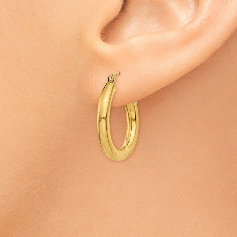14k 3x20mm Polished Lightweight Tube Hoop Earrings
