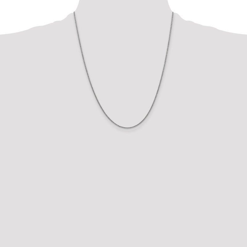 14K White Gold 10 inch 1.4mm Round Open Link Cable with Lobster Clasp Anklet
