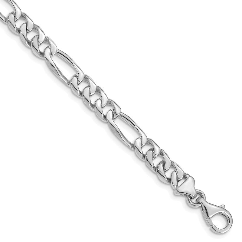 14K White Gold 18 inch 7mm Hand Polished Figaro Link with Fancy Lobster Clasp Chain
