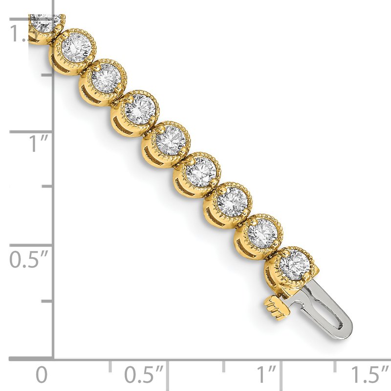 14k Complete 5 carat Round AA Diamond 2-prong 7 inch Tennis Bracelet