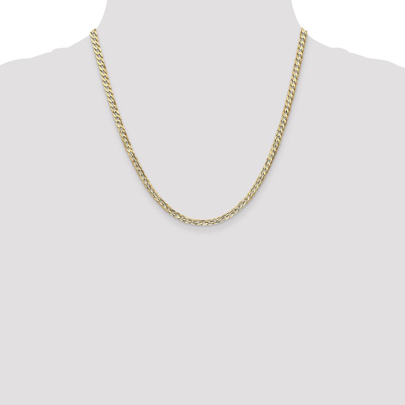 14K 26 inch 3.8mm Open Concave Curb with Lobster Clasp Chain
