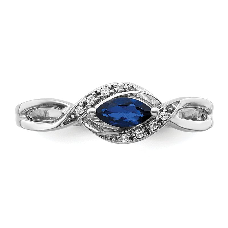 14k White Gold Diamond and Marquise Emerald Ring