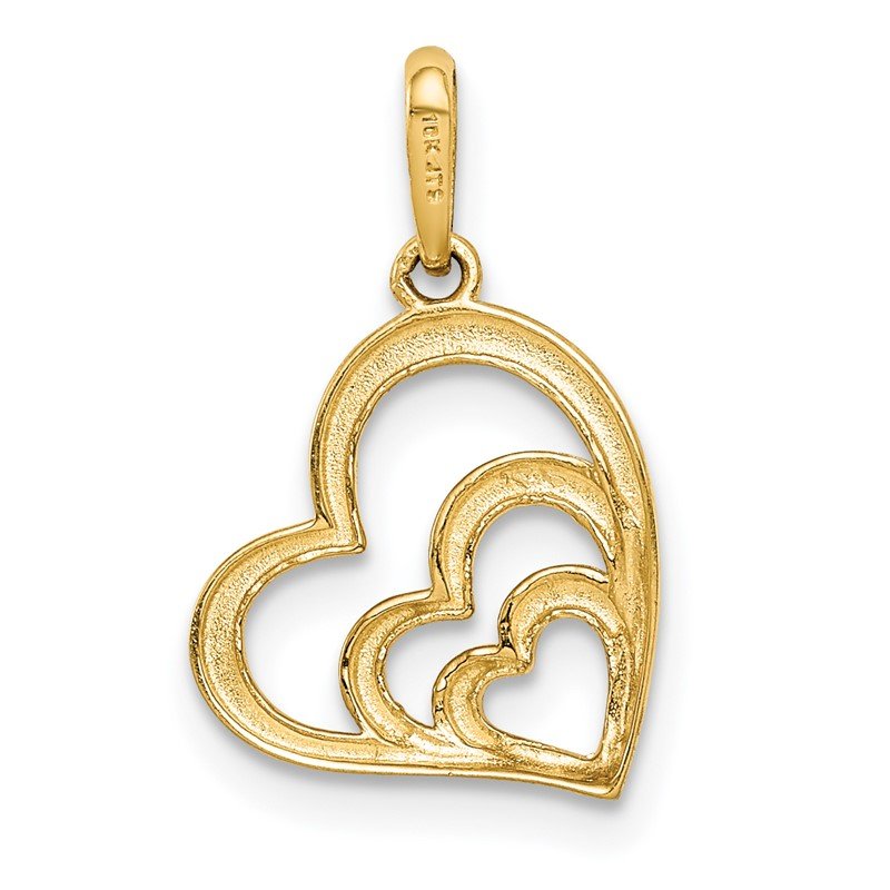 14K with Rose and White Rhodium Polished 3 Hearts Pendant