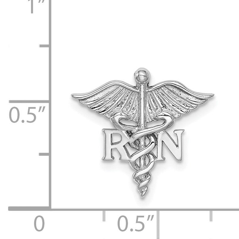 14K White Polished RN Registered Nurse Medical Chain Slide