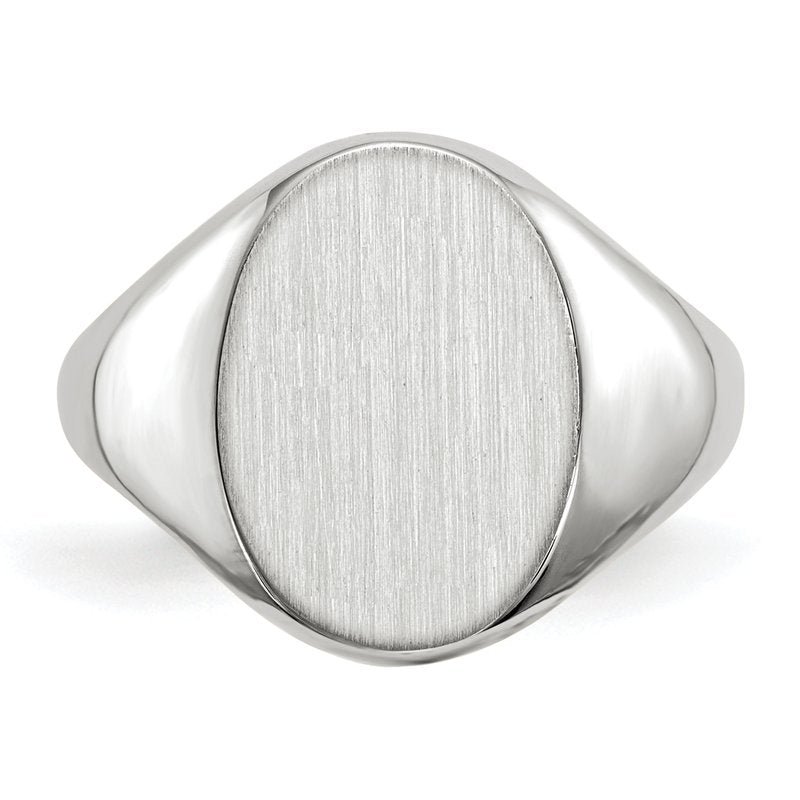 14k White Gold 8.0x11.5mm Closed Back Signet Ring