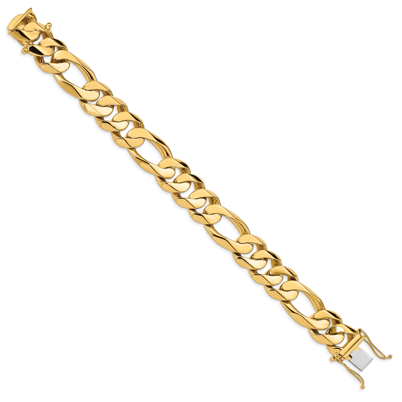 14K 20 inch 15.7mm Heavy Hand Polished Figaro Link with Box Catch Chain