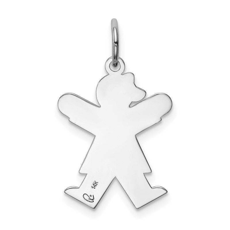 14k White Gold The Kids Small Girl with Bow Engravable Joy Charm