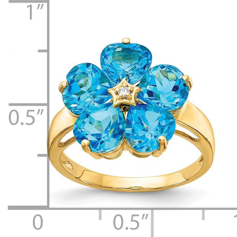 14k 6mm Heart Blue Topaz AAA Diamond ring