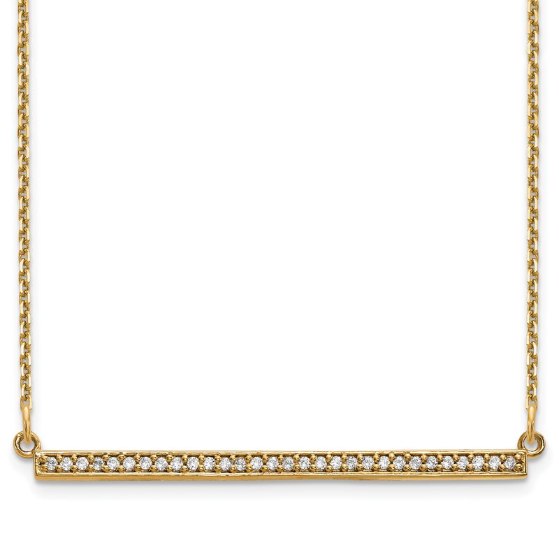 14k Polished 1/8 carat Diamond Bar 18 inch Necklace