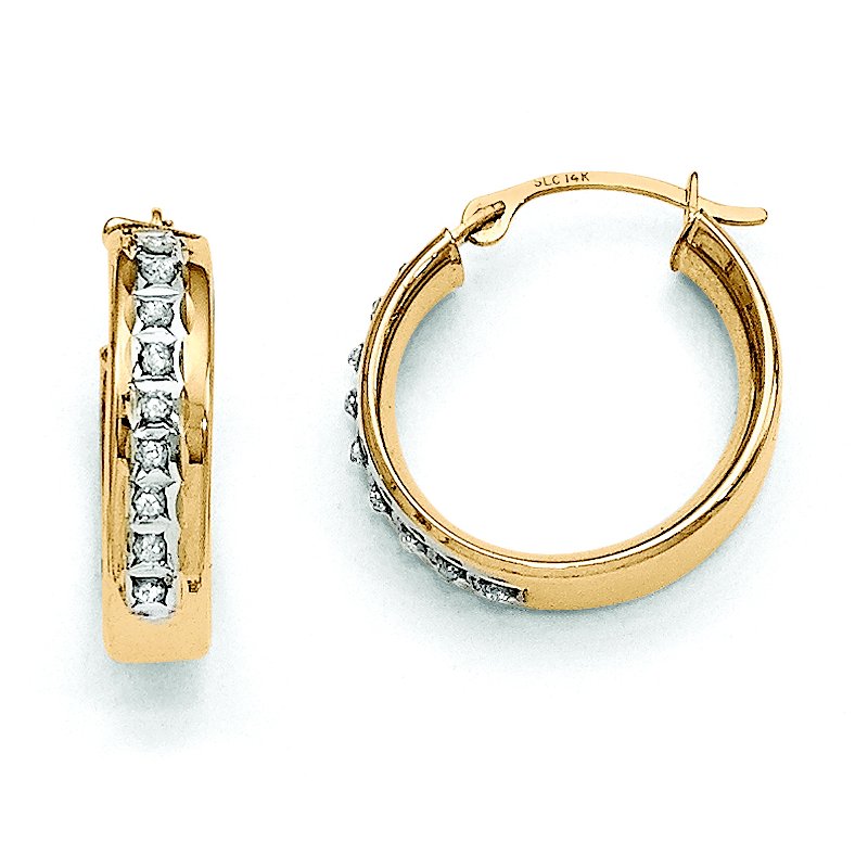14k Diamond Fascination Round Hoop Earrings
