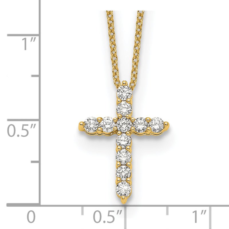14k White Gold 1/4 carat Diamond Cross Pendant 18 inch Necklace