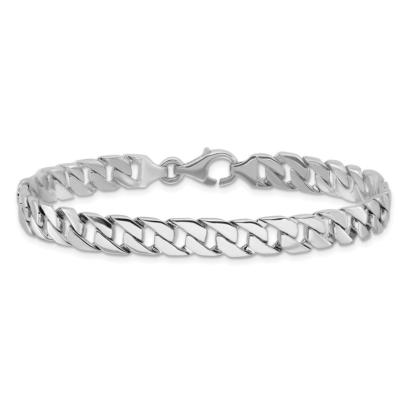 14K White Gold 18 inch 7.4mm Hand Polished Fancy Link with Fancy Lobster Clasp Chain