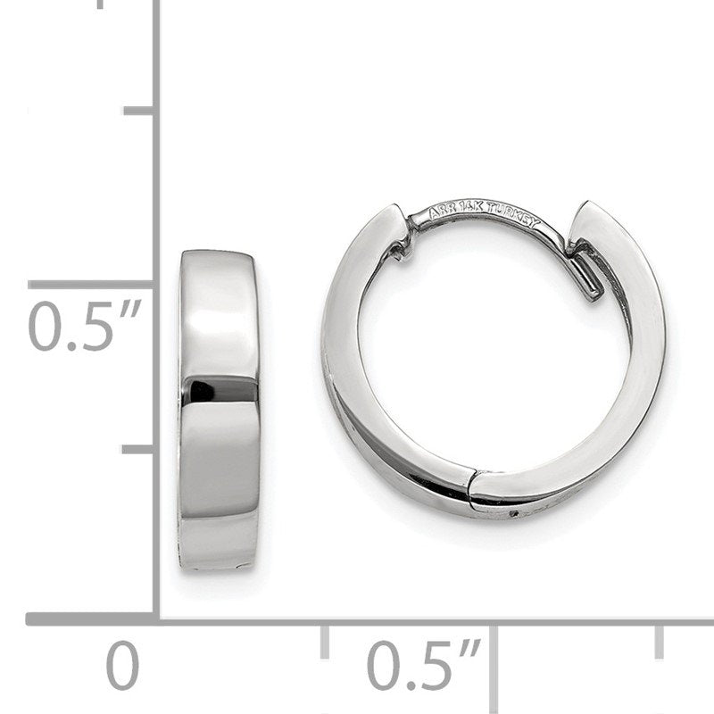 14k White Gold Round Hinged Hoop Earrings