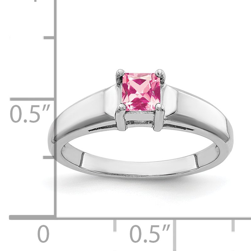 14k White Gold 4mm Princess Cut Pink Tourmaline Ring