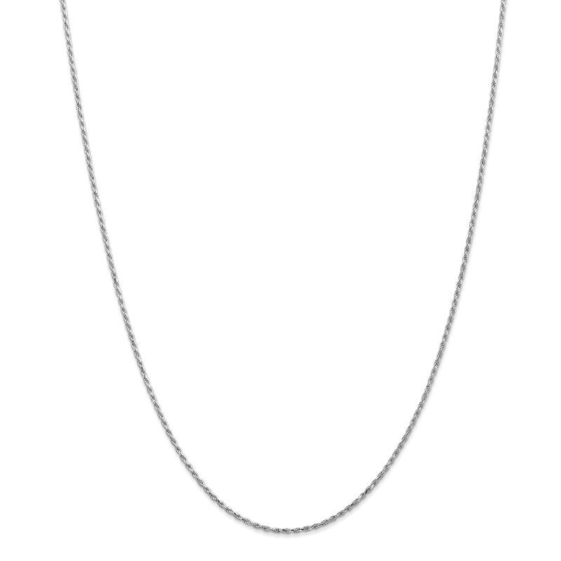 14K White Gold 14 inch 1.3mm Diamond-cut Machine Made Rope with Lobster Clasp Chain Chain