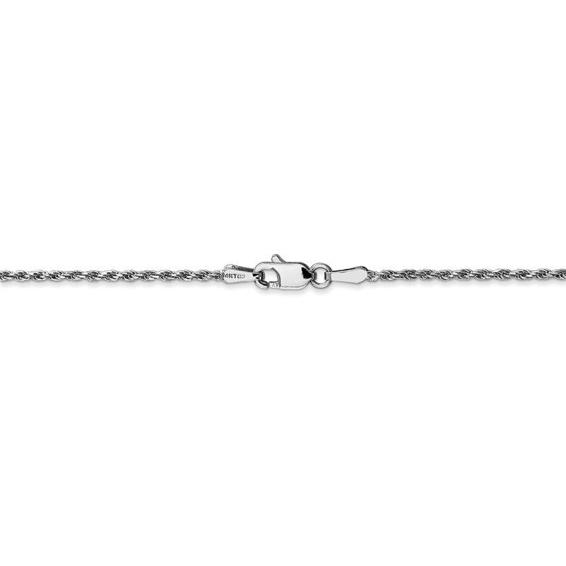 14K White Gold 14 inch 1.3mm Diamond-cut Machine Made Rope with Lobster Clasp Chain Chain