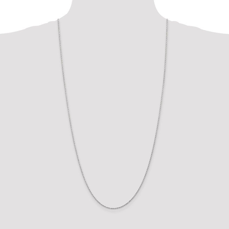 14K White Gold 14 inch 1.3mm Diamond-cut Machine Made Rope with Lobster Clasp Chain Chain