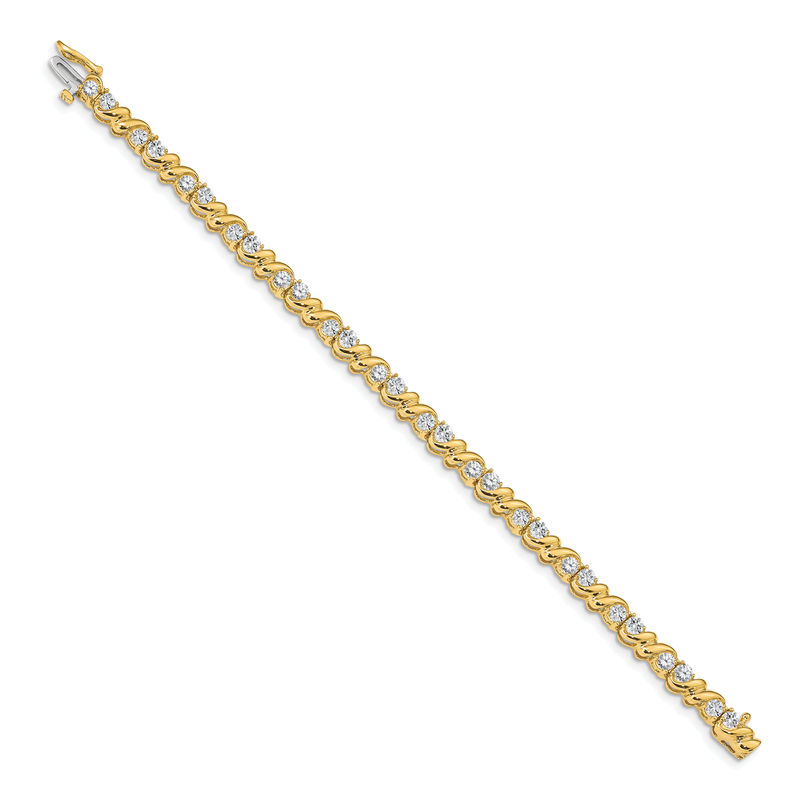 14k Complete 2.88 carat Round A Diamond Fancy Swirl 7 inch Tennis Bracelet