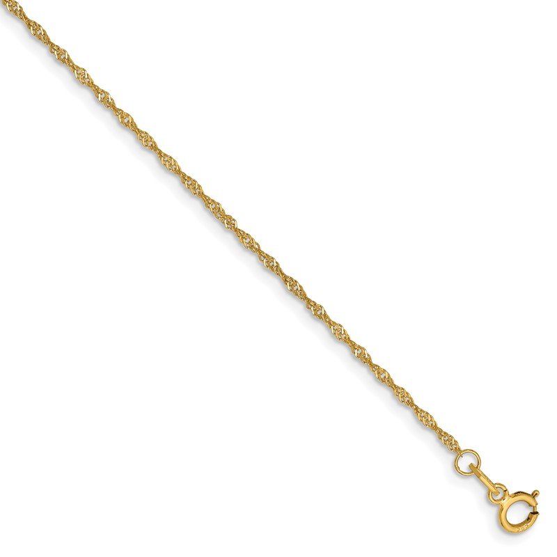 14K 14 inch 1.10mm Singapore with Spring Ring Clasp Chain