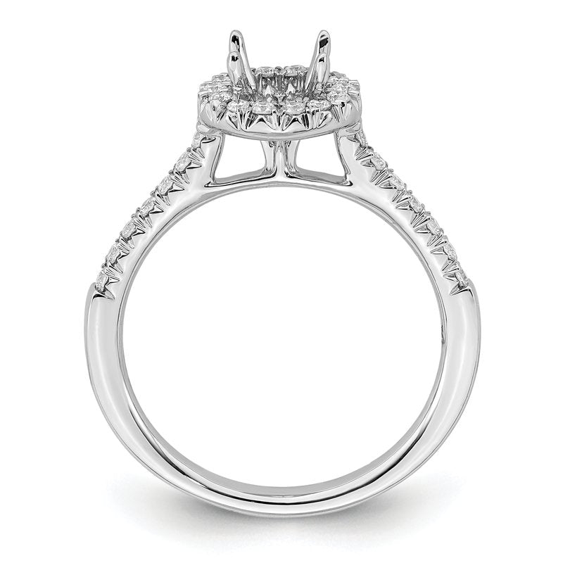 14K White Gold 1/4 carat Lab Grown Diamond VS+ F+ Semi-Mount Round Halo Engagement Ring
